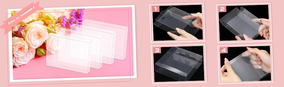 manufacturer direct wopplxy 80 pcs clear favor boxes, 5 x 4 x 1.2 inch clear cookie boxes, rectangle pvc transparent gift boxes, clear treat boxes for packaging dessert, candy,wedding party supplies, valentine's gift supplier direct