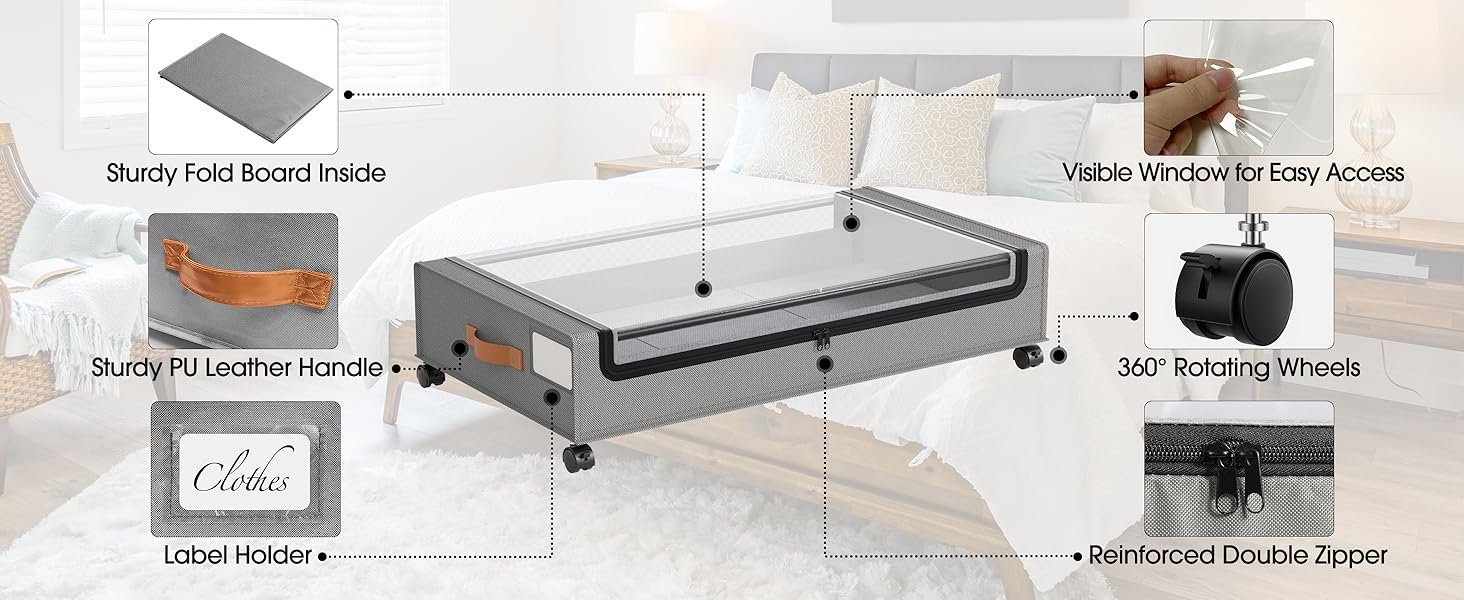 factory direct yecaye under bed storage with wheels, 2 pack under bed storage containers, large under bed rolling storage with clear window & label, bedroom storage organizer for clothes, shoes,toys, books, blankets oem/odm services factory direct yecaye under bed storage with wheels, 2 pack under bed storage containers, large under bed rolling storage with clear window & label, bedroom storage organizer for clothes, shoes,toys, books, blankets oem/odm services