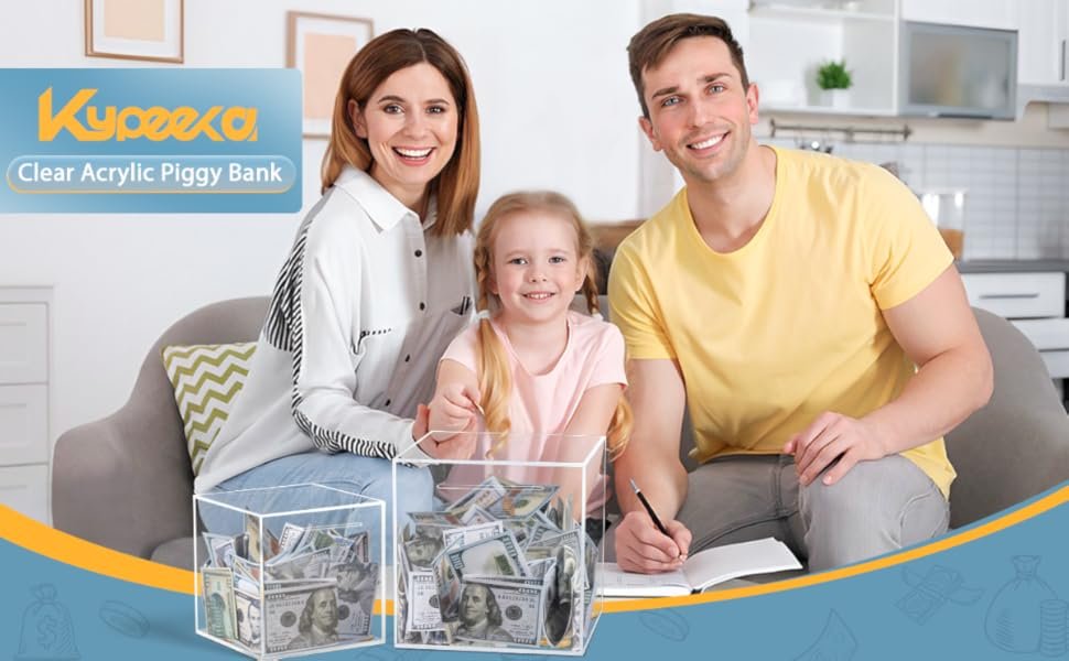 buy in bulk clear acrylic piggy bank for adults kids, clear money saving box must break to open, unopenable piggy bank for cash coins - 4.72