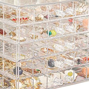 buy in bulk acrylic jewelry box with 5 drawers, 120 compartments transparent storage box, transparent display stand for earrings, necklaces, rings and bracelets source from factory