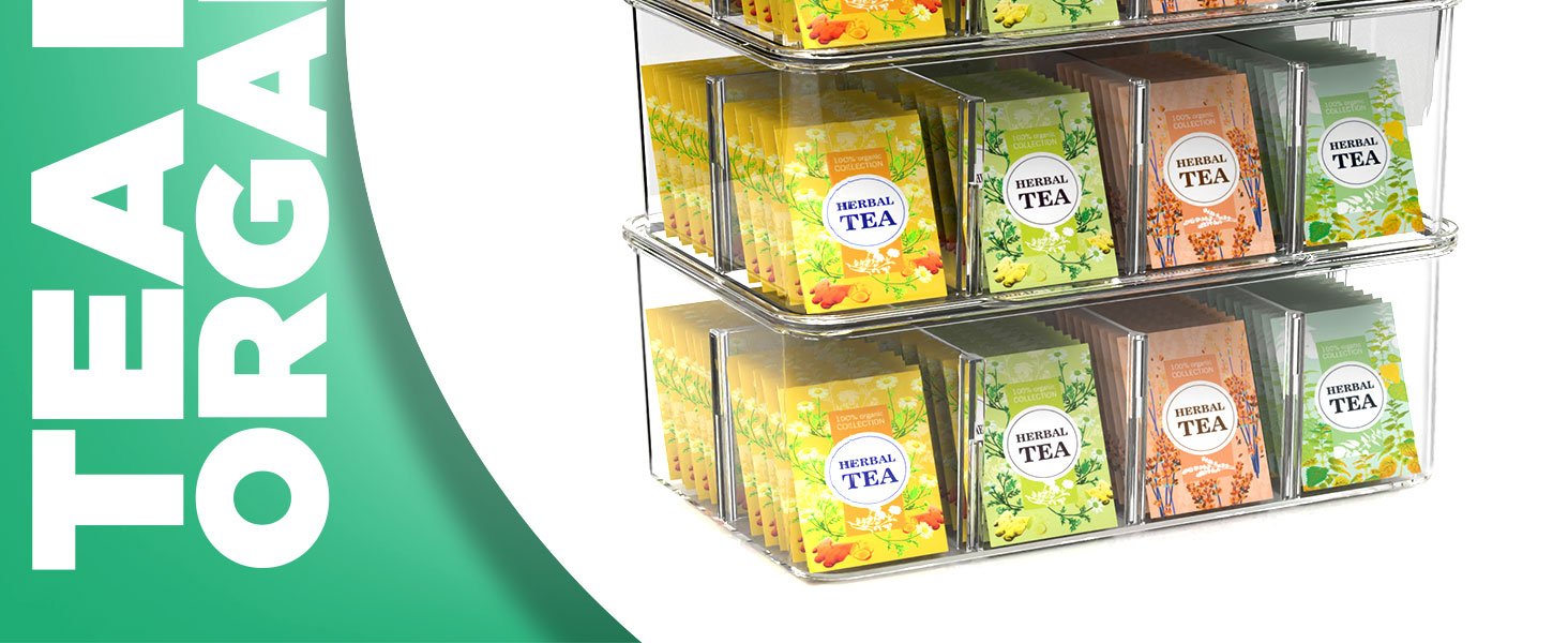 buy in bulk utopia home 3 pack tea bag organizer - stackable tea bag storage organizer with lid - tea bag holder for kitchen organizers and storage, multi-functional kitchen organizer, home organizer (clear) source from factory