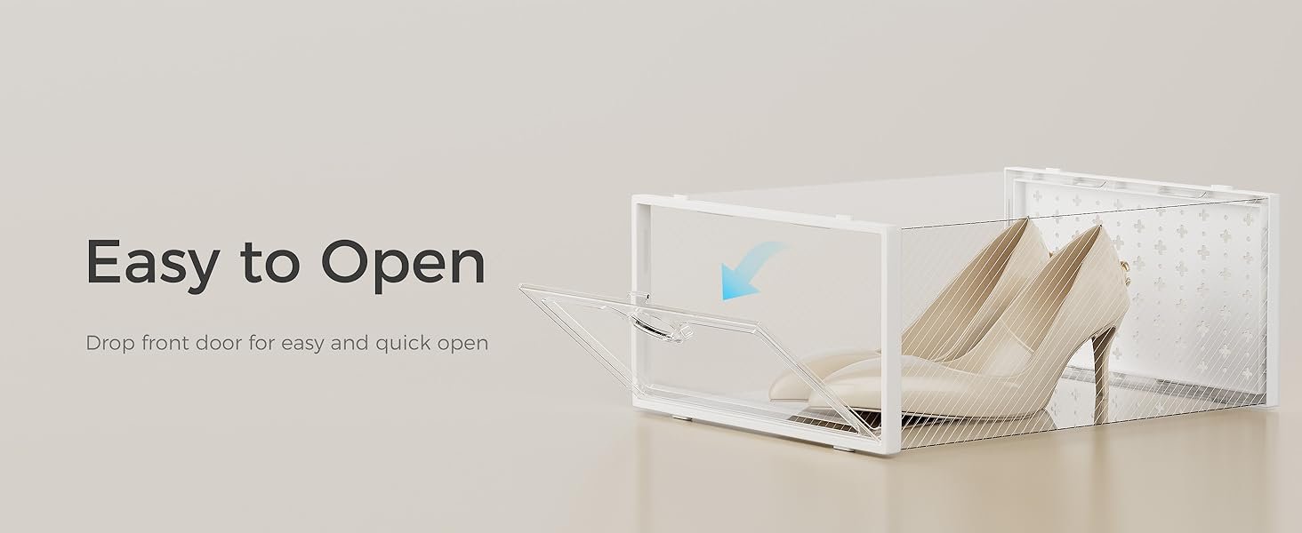 factory price pinkpum shoe storage boxes, shoe organizer for closet clear, shoe boxes clear plastic stackable, folable storage bins with lids, 12 pack sneaker storage box shoe rack containers bins holders cabinet volume discount