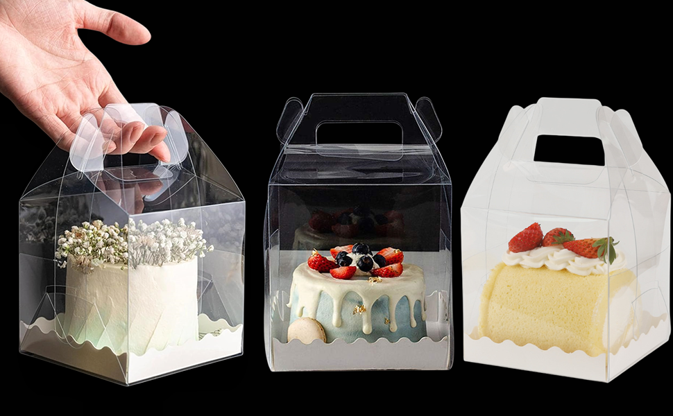 manufacturer direct 10pcs clear cake boxes,5.5x5.5 inch cake transparent gift box plastic cupcake candy display boxes portable single cake containers for wedding birthday parties baby shower favors supplier direct