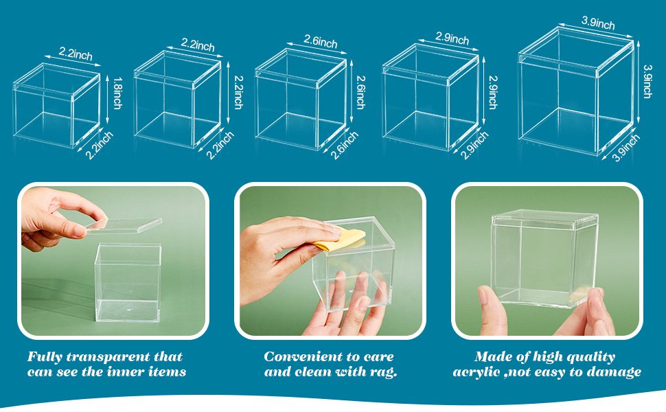 manufacturer direct blulu 8 pieces clear acrylic plastic jewelry box mini storage box mini cube containers with lids storage candy box for candy pill and tiny jewelry(square,1.77 x 1.77 x 1.77 inch) supplier direct