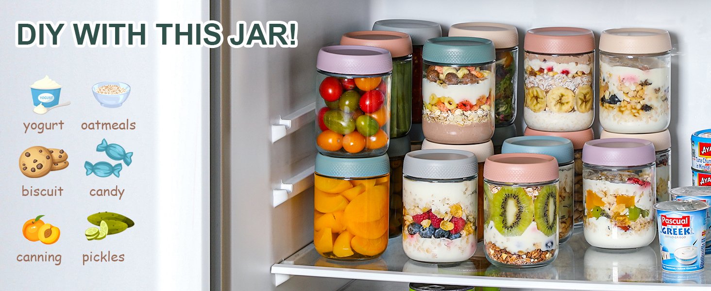 direct bulk orders netany 6-pack 16 oz overnight oats containers with lids, glass jars with airtight lids, wide mouth mason salad jars, glass food storage containers for snacks yogurt spice sugar low-cost wholesale