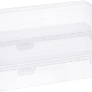 factory price btsky clear plastic storage box with flap lid, multipurpose craft organizers and storage box art supply storage organizer plastic sewing box for beads pencils notebooks, 2 pack medium volume discount