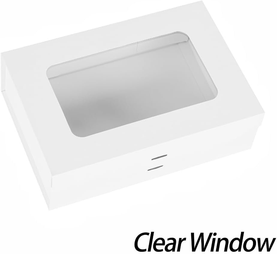 manufacturer direct plinjoy white gift box for presents with ribbon 10.8x7.5x3.5 inches clear gift box with window magnetic closure gift boxes with lids supplier direct