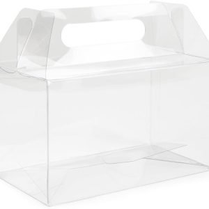 manufacturer direct clearbags clear gable handle box | 25 count | size: 7” x 4” x 4” | secure closure, gift box for wedding favors, party gifts, food packaging, cupcakes supplier direct
