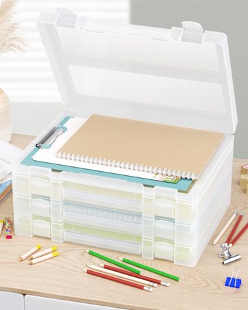 factory price denkee 4 pack a4 paper storage box, plastic storage box for 8.5