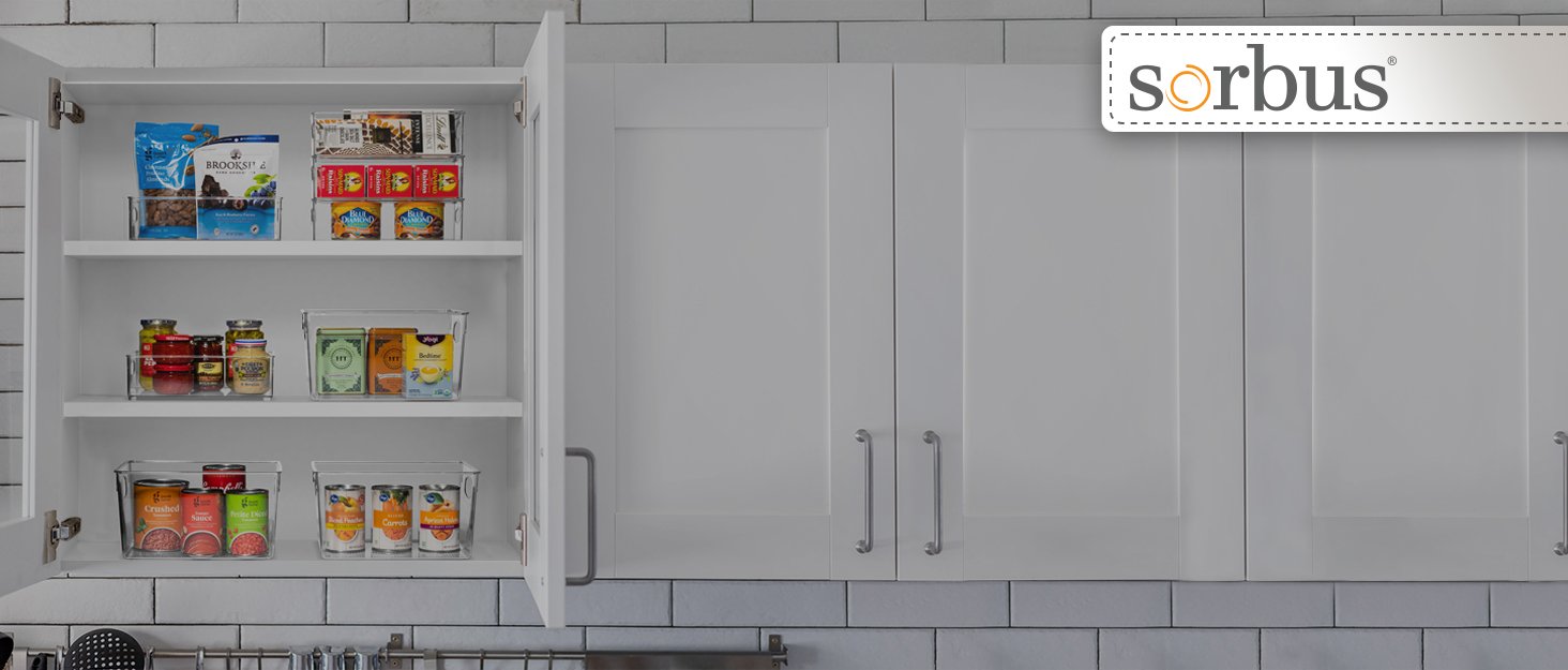 buy in bulk sorbus pantry storage organizer with lids- clear plastic refrigerator organizer bins- multipurpose & versatile stackable cabinet organizers- cosmetics, laundry, office supplies, food organizer- 2 pack source from factory