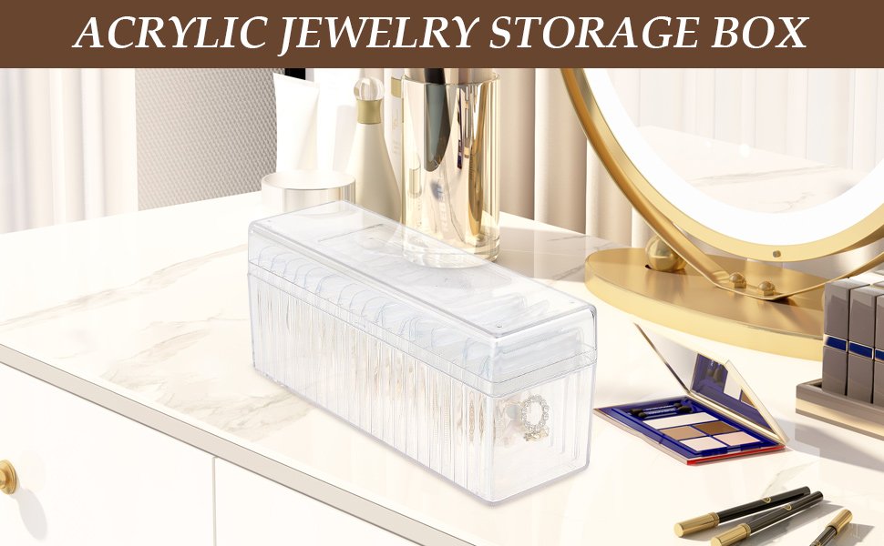 buy in bulk acrylic jewelry box organizer, clear jewelry organizer with 20 portable jewelry bag, jewelry storage organizer, jewelry box organizer with anti tarnish jewelry bags for earrings/rings/necklaces (1pcs) source from factory