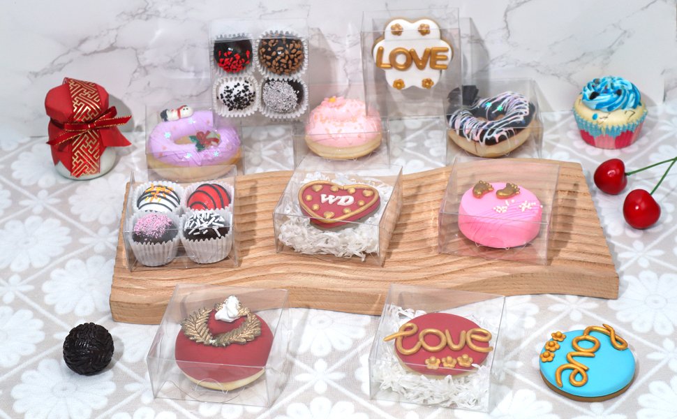 trade price 100pcs 4x4x2 inch clear pastry gift boxes bakery boxes cookies boxes soap boxes dount boxes chocolate covered strawberries boxes truffle boxes browine cake boxes treat boxes for party favors wedding wholesale supplier