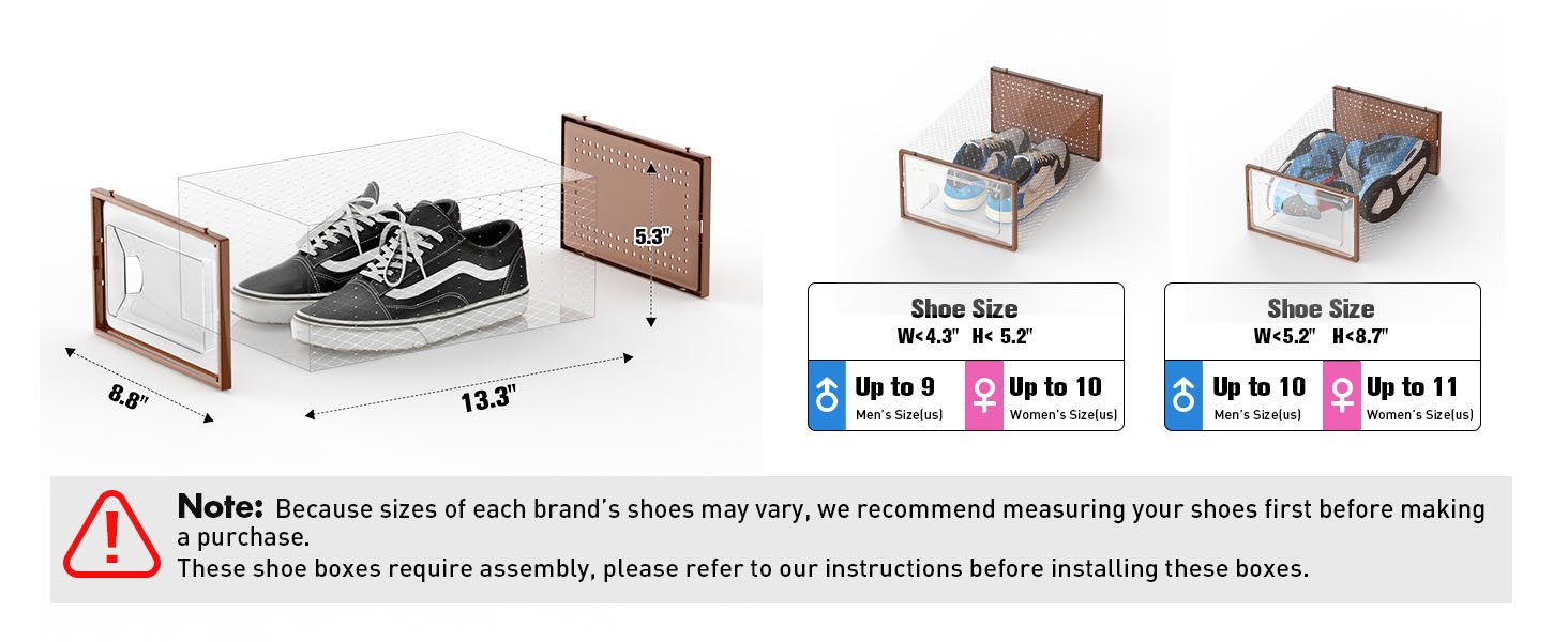 factory direct shoe storage box, 15 pack clear plastic stackable shoe organizer for closet, interlocking design shoe container bins for sneakers, foldable shoe rack with lids, brown oem/odm services