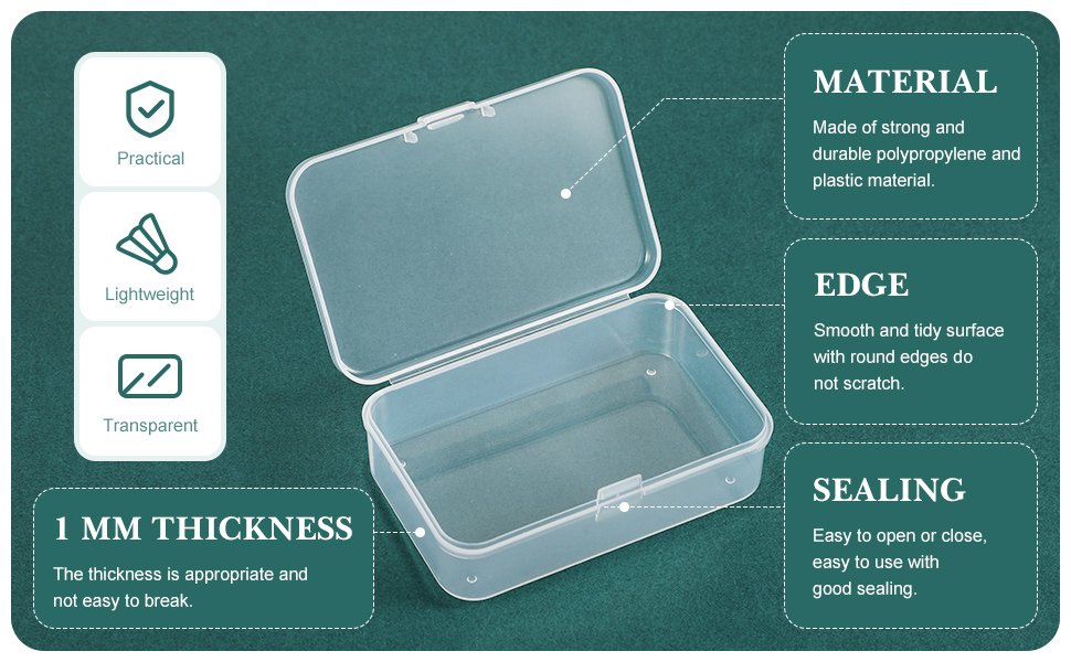 factory price 6 pieces mini plastic clear beads storage containers box for collecting small items, beads, jewelry, business cards, game pieces, crafts (3.27 x 2.13 x 1.02 inch) volume discount