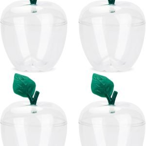 factory direct hanze large clear apple container, apple shaped candy toy filling containers jar, back to school teacher appreciation gift, wedding party ornaments christmas decorations supplies favors - 4 pack oem/odm services