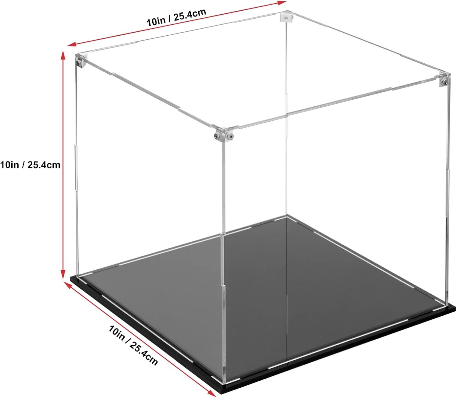 buy in bulk cliselda clear acrylic display case with black base 10x10x10 in, sturdy acrylic display box countertop box square glass case, dustproof protection showcase for action figures toys collectibles source from factory