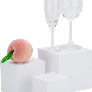 buy in bulk cliselda 3pcs white acrylic boxes, acrylic risers acrylic cube plastic display box with hollow bottoms, decorative square acrylic storage boxes for cupcake candy dessert buffet collectibles jewelry source from factory