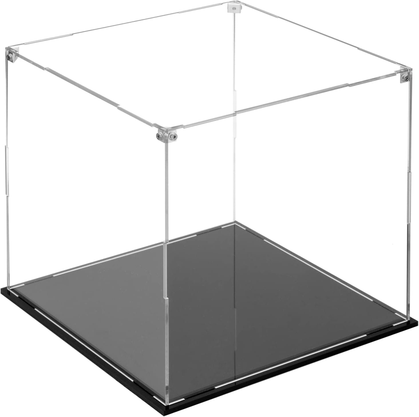 buy in bulk cliselda clear acrylic display case with black base 10x10x10 in, sturdy acrylic display box countertop box square glass case, dustproof protection showcase for action figures toys collectibles source from factory