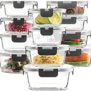 direct bulk orders 24 piece glass storage containers with lids - leak proof, dishwasher safe glass food storage containers for meal prep or leftovers, gray low-cost wholesale
