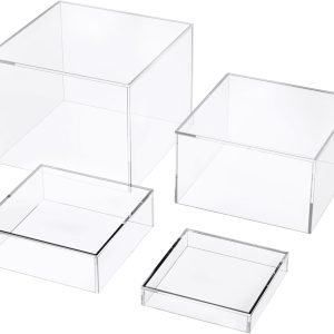 buy in bulk set of 4 crystal clear acrylic boxes cube display buffet nesting risers with hollow bottoms source from factory