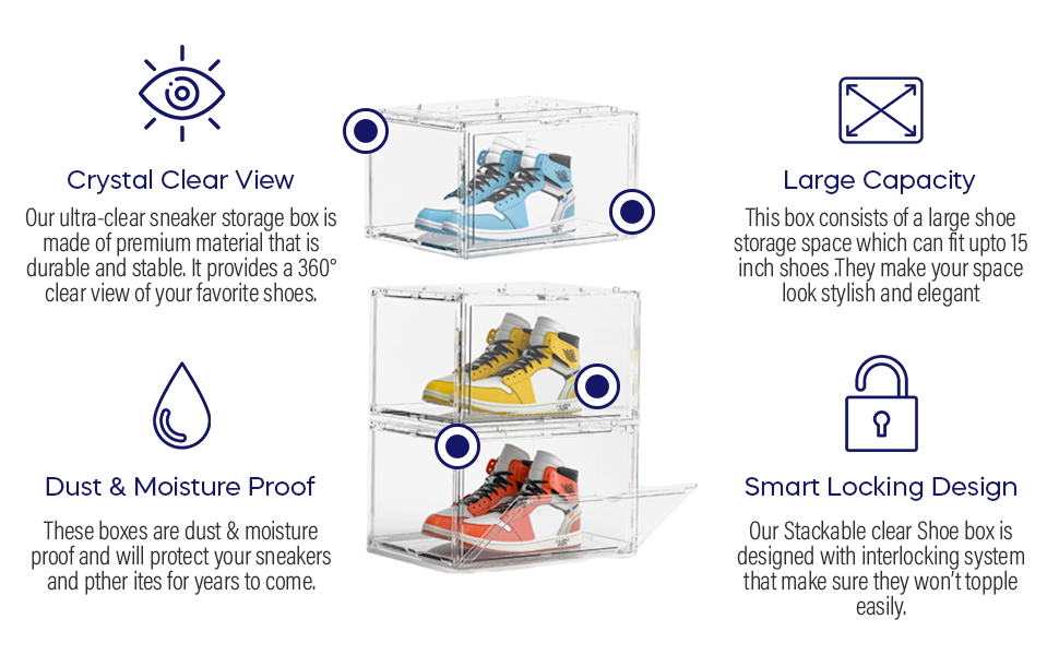buy in bulk clear shoe boxes with lid –360° clear plastic stackable sneaker storage for sneakerhead. professional grade acrylic shoe display case .purse and hat organizer storage.fits us size 14 2 source from factory