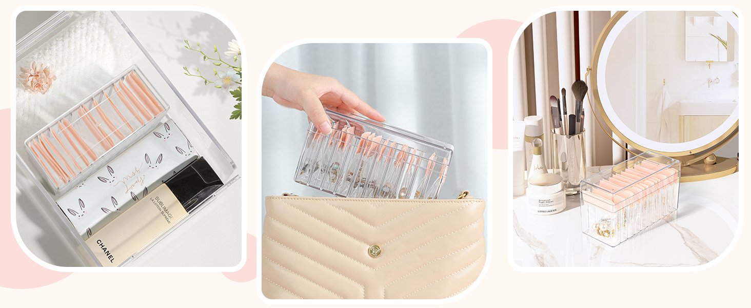 buy in bulk acrylic jewelry box,clear jewelry organizer with 15 eva portable anti oxidizing zipper bags,travel jewelry case for earrings/ring/necklace women source from factory