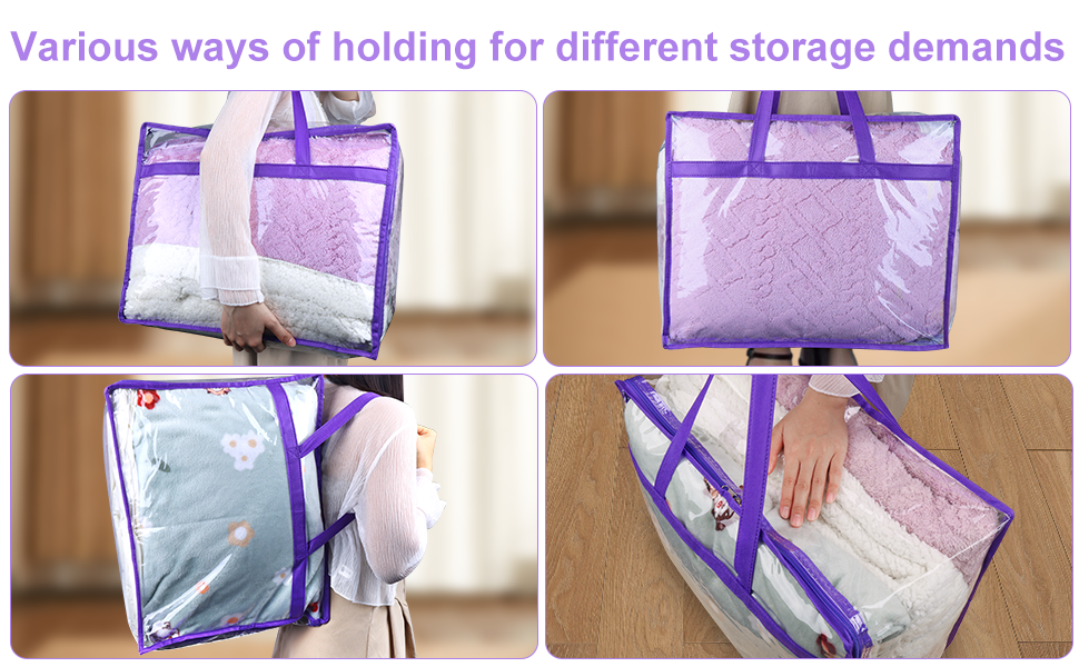 factory direct budding joy 6 pack clear zippered storage bags for clothes,40l closet organizers and storage containers vinyl moving bag for bedding, linen, blankets, comforters, clothing & toys oem/odm services