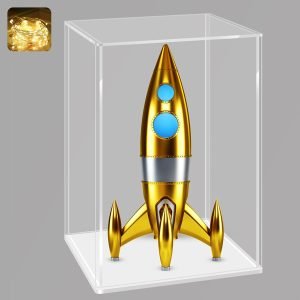 buy in bulk lanscoery acrylic display case, assemble showcase display box for collectibles, with dustproof & seamless display design, 6x6x10inch white base source from factory