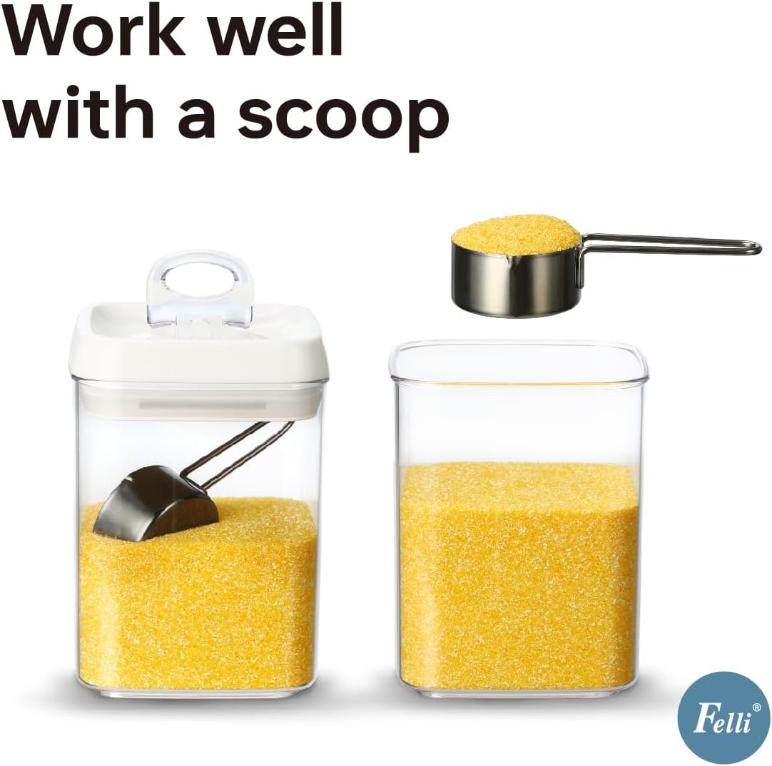 direct bulk orders felli flip tite food storage container with lid 5” large airtight easy open ring lock top, acrylic canister jar for rice sugar flour protein powder, kitchen pantry organizer christmas gift (1.8 qt) low-cost wholesale
