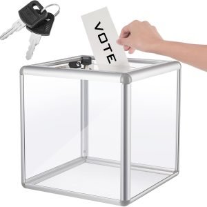 buy in bulk acrylic donation box reinforcement large ballot box with slot raffle box suggestion box with lock cash storage container for fundraising voting charity contest tip (clear,10 x 10 x 10 in) source from factory