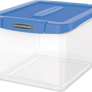 factory price bankers box 0086202 heavy duty plastic file storage, locking lid, letter/legal, clear/blue, 2/pack volume discount
