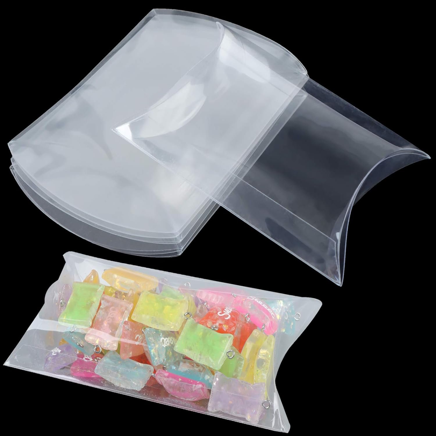 manufacturer direct 45 pcs 5.51 x 3.54 x 1.18 inch clear plastic pillow gift boxes candy treat gift box transparent party favor boxes sweet bags for wedding bridal shower baby shower birthday party supplies supplier direct