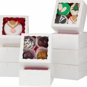 trade price 50pack 4x4x2 inch cookie boxes with window bakery boxes treat boxes truffle boxes party wedding favor wholesale supplier