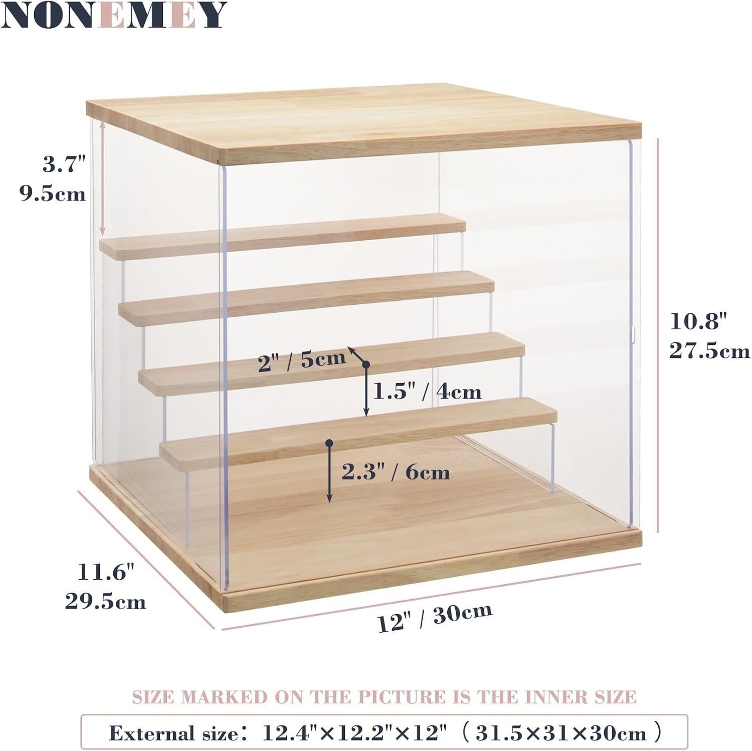buy in bulk nonemey clear acrylic display case stand with led light 2/3/4/5/6 tier storage box showcase dustproof organizer box for collectibles (5tier 12.4*12.2*12inch ) source from factory