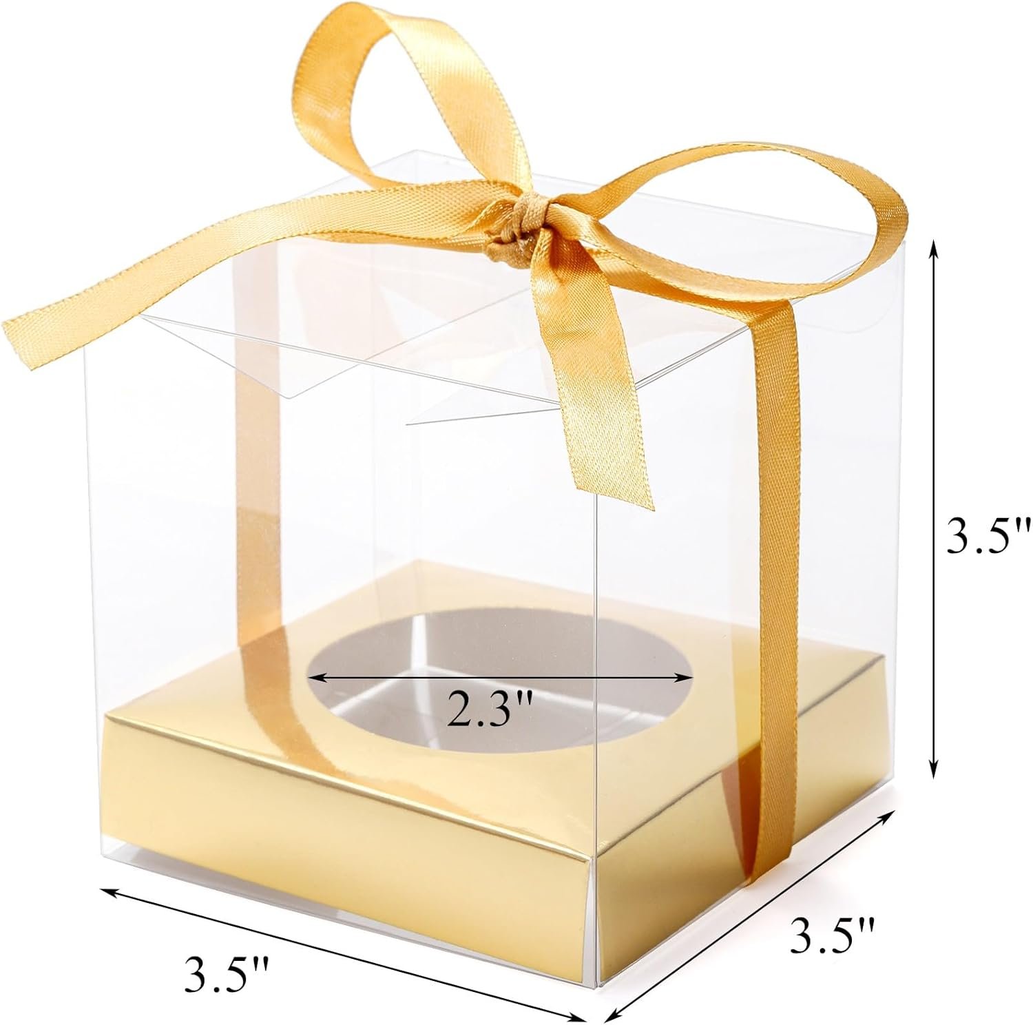 manufacturer direct 48 pcs clear plastic cupcake boxes, 3.5 inches individual cupcake holder with ribbons inserts, disposable single ornament gift box party favor containers for wedding baby shower party supplier direct