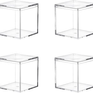 factory direct small acrylic box with lid clear, 4 pack transparent acrylic box plastic square cube small container, 2.5x2.5x2.5 inches storage boxes organizer containers for candy pill and tiny jewelry oem/odm services