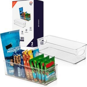 factory price clearspace plastic pantry organization and food storage bin – great kitchen fridge organizer bins, 2 pack volume discount