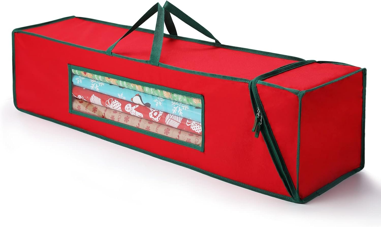 trade price christmas wrapping paper organizer storage bag, wrapping paper storage fits 42″ long rolls, gift wrap storage with clear window 42″ x 10″ x 10″ wholesale supplier
