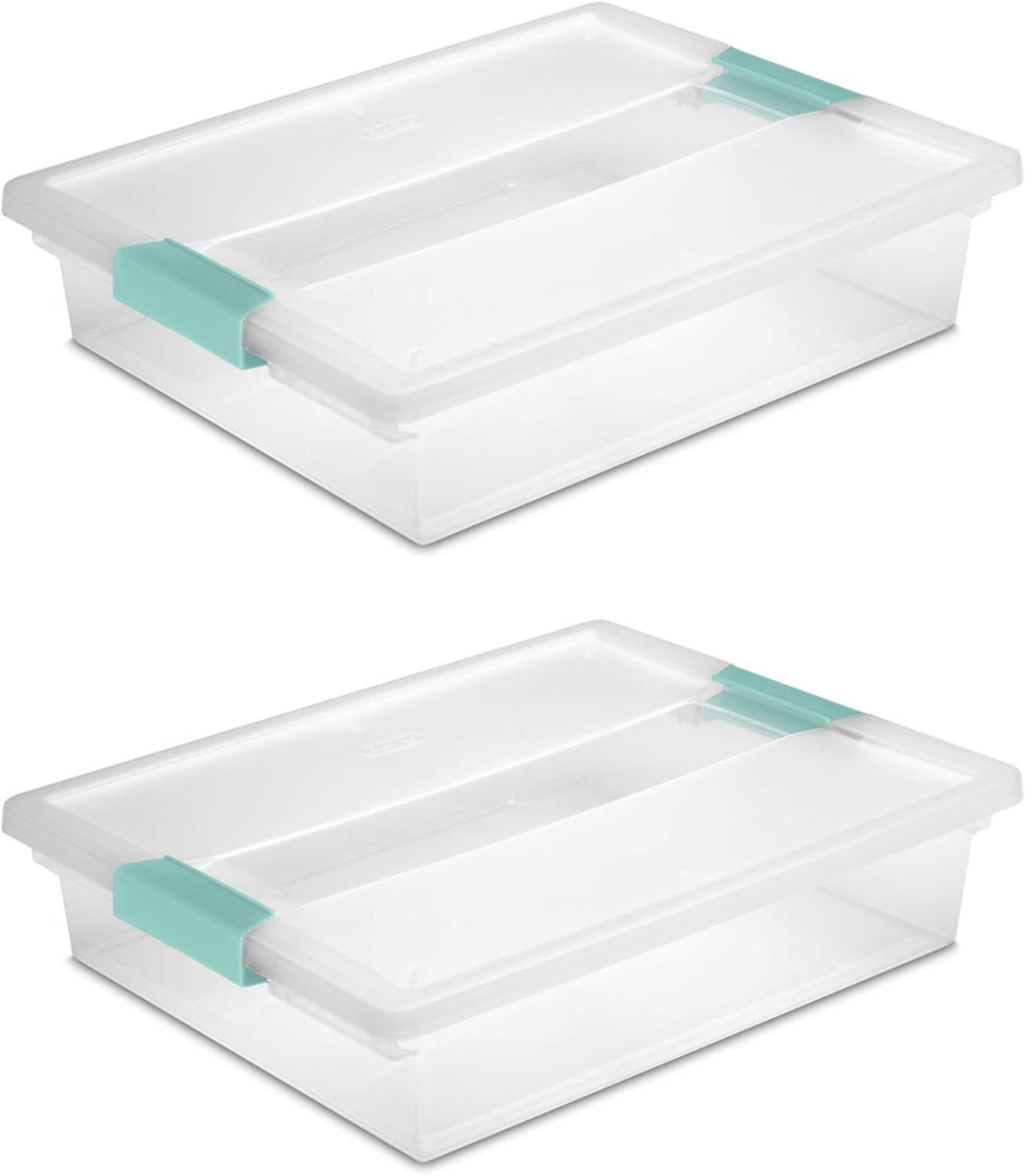 factory price 19638606 large clip box, clear with blue aquarium latches 2 pieces (large) volume discount