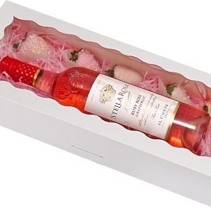 trade price 30-pack bakery boxes with window 16" x 6.5" x 3", cookie boxes, auto-popup long treat boxes for cookies, strawberries (white) wholesale supplier