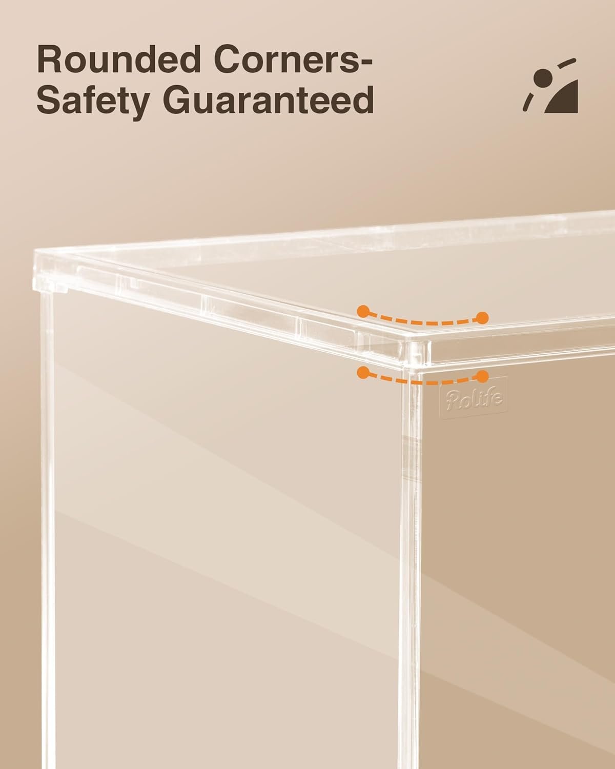 buy in bulk rolife acrylic display case dust cover for collectibles, stackable showcase dustproof protection with white base with door for shoes,books,toys,collectibles memorabilia figurines(11.3''x9.6''x9.3'') source from factory