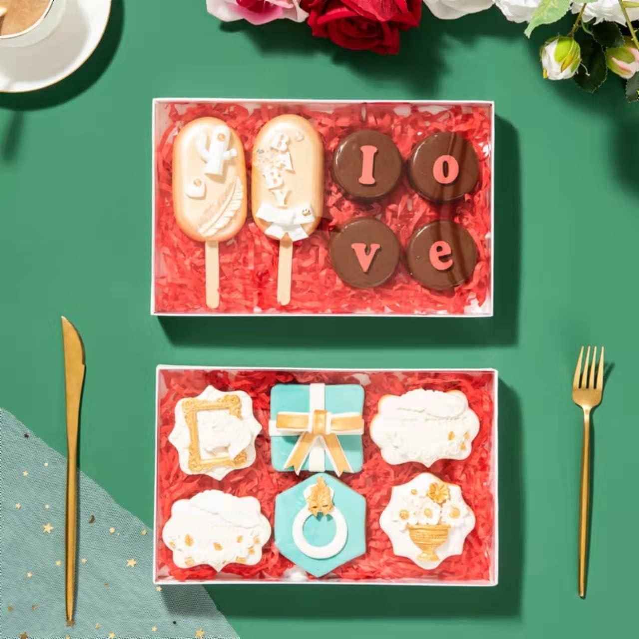 manufacturer direct romanticbaking 24 pack 9 1/2" x 6" x 1 1/4" clear white cookie boxes with full window,bakery cakesicle boxes macaron boxes for christmas valentine's halloween easter father's mother's day wedding supplier direct