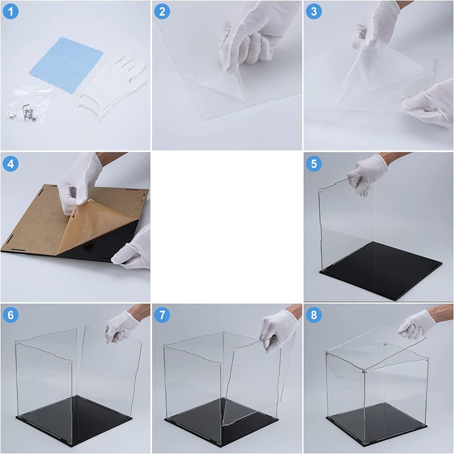 buy in bulk cliselda clear acrylic display case with black base 10x10x10 in, sturdy acrylic display box countertop box square glass case, dustproof protection showcase for action figures toys collectibles source from factory