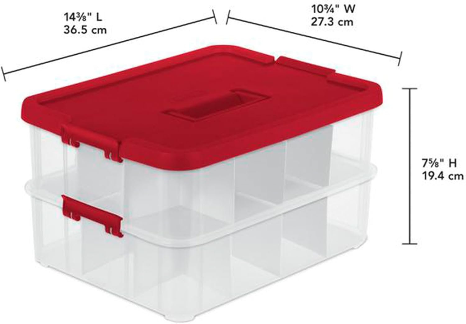 factory price sterilite 4-pack plastic storage box, christmas ornament organizer, 24 compartments, red volume discount