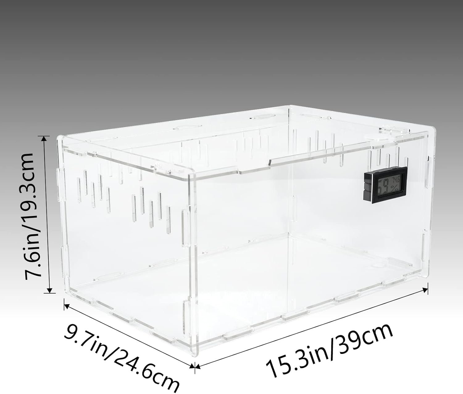 buy in bulk betazooer reptile terrarium breeding tank acrylic reptile feeding box with temperature hygrometer (15.3"x9.7"x7.6") source from factory