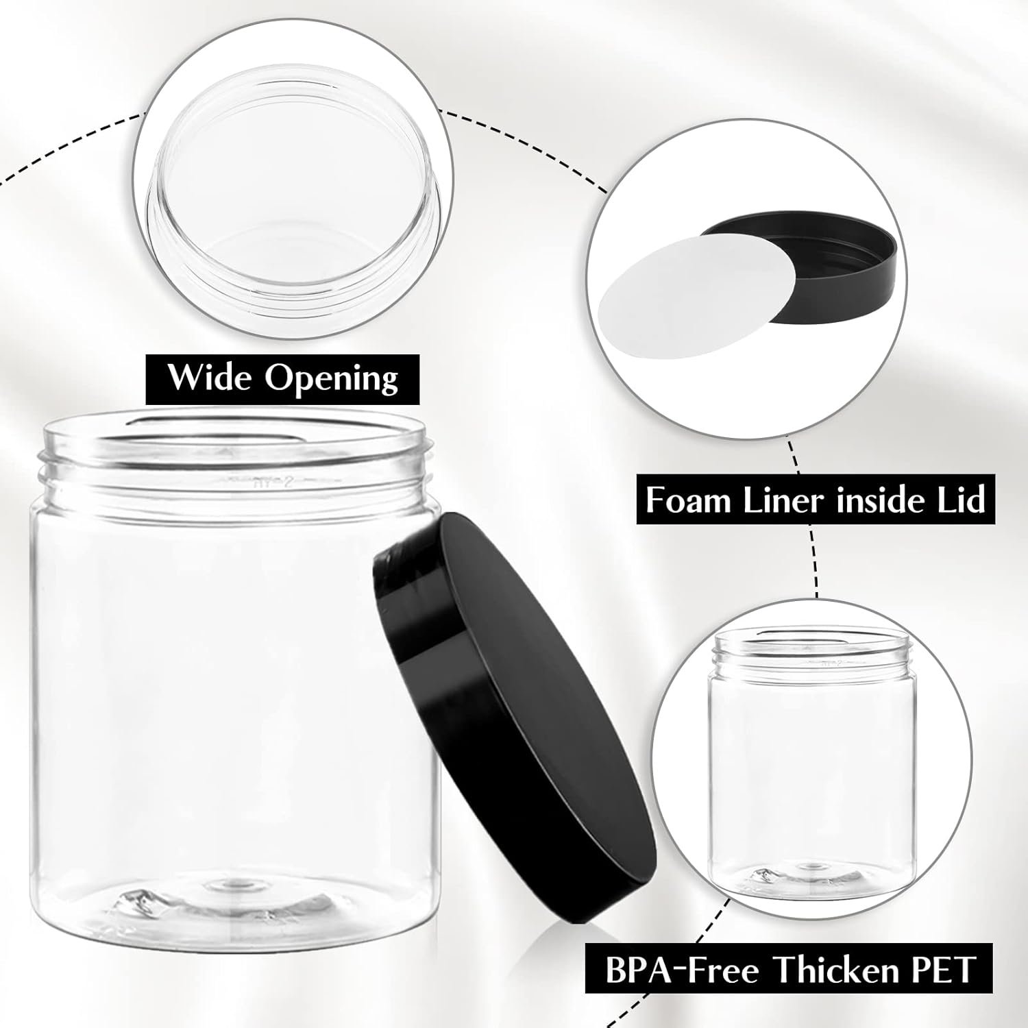 factory direct 36 pack 8 oz plastic container jars with lids and labels bpa free, tuzazo empty round clear cosmetic containers plastic slime jars for lotion, cream, ointments, body butter, travel storage (36) oem/odm services