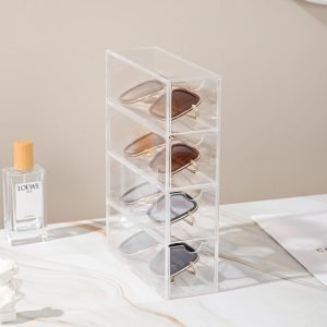 buy in bulk sunglass storage box, acrylic eyeglass organizer, make-up storage drawer tray, jewelry trays, type strong load-bearing easy access 4-layer transparent visual sunglasses case home office using source from factory