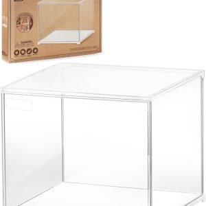 buy in bulk robotime display case dustproof box stand with white base protection showcase for collectibles display, assemble countertop cube organizer stand storage boxes source from factory