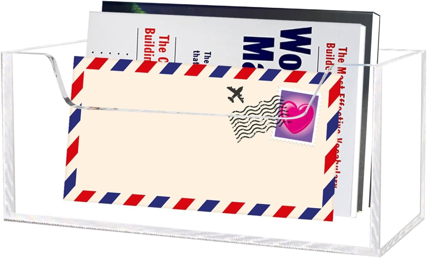 buy in bulk mail holder for table, acrylic letter holder box for desk or wall mount, mail organizer countertop, clear source from factory