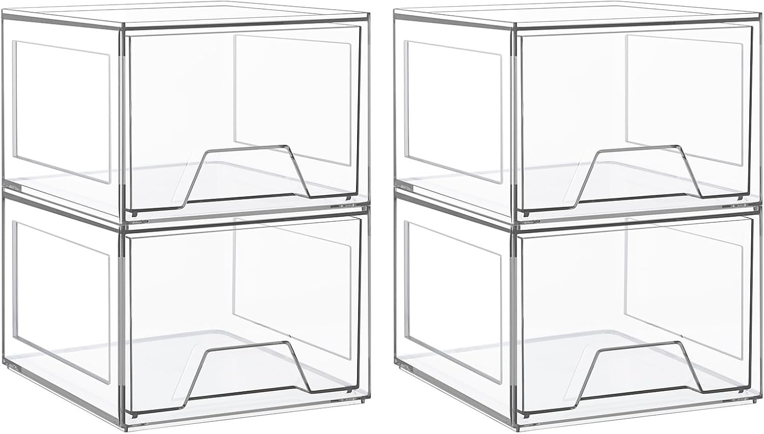 factory direct 4 pack stackable makeup organizer, acrylic bathroom organizer and storage drawers, clear plastic drawer storage bins for vanity, undersink, cabinets, pantry oem/odm services